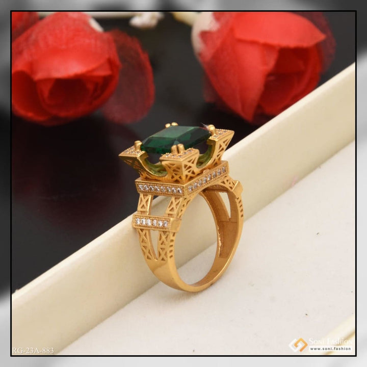 1 Gram Gold Forming Green Stone With Diamond Best Quality