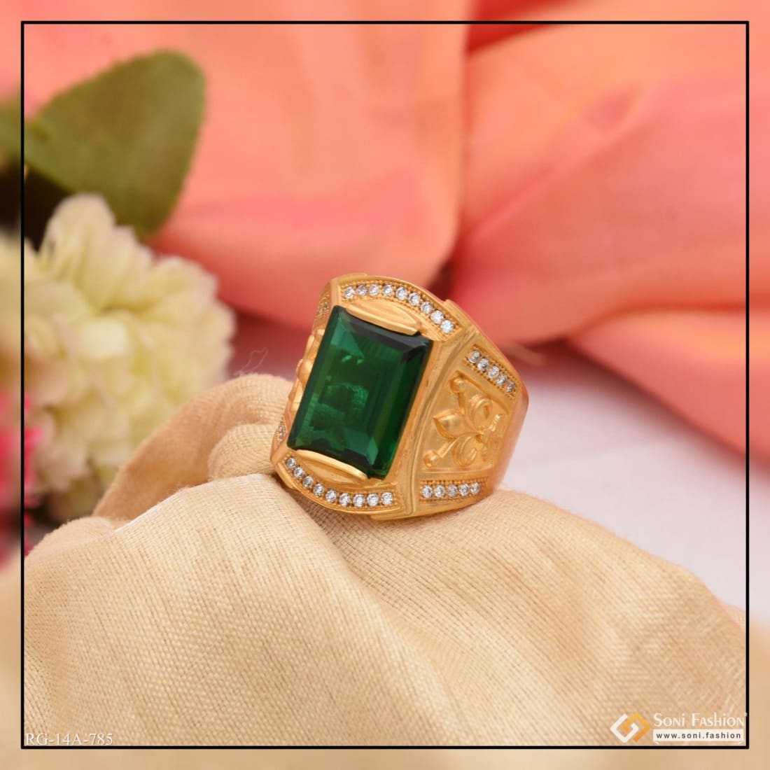 Mid Century Platinum Mens Ring with Green Jadeite Jade & Diamonds |  Exquisite Jewelry for Every Occasion | FWCJ