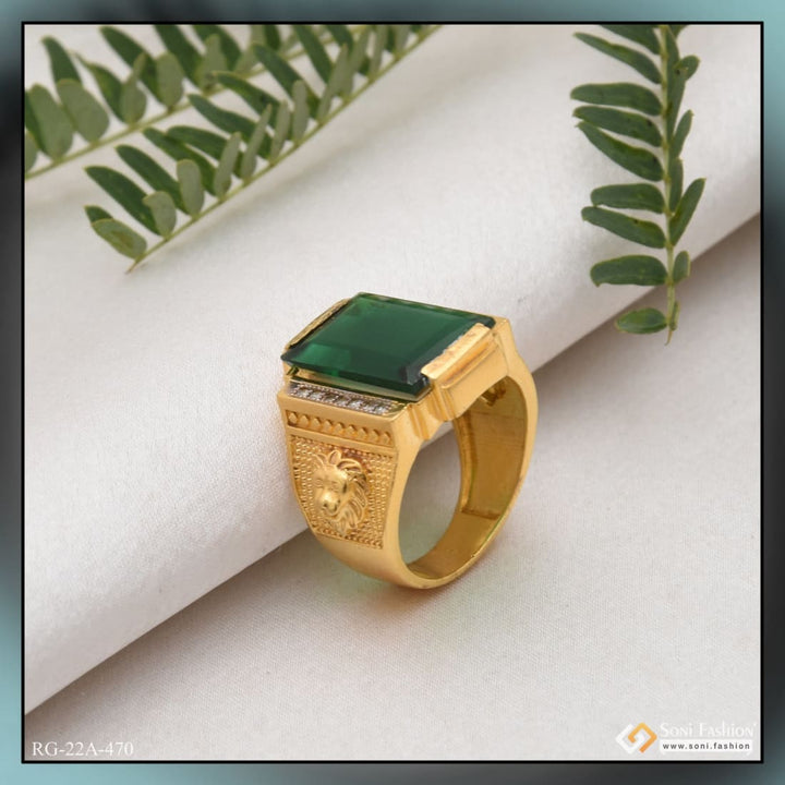 1 Gram Gold Forming Green Stone With Diamond Sophisticated