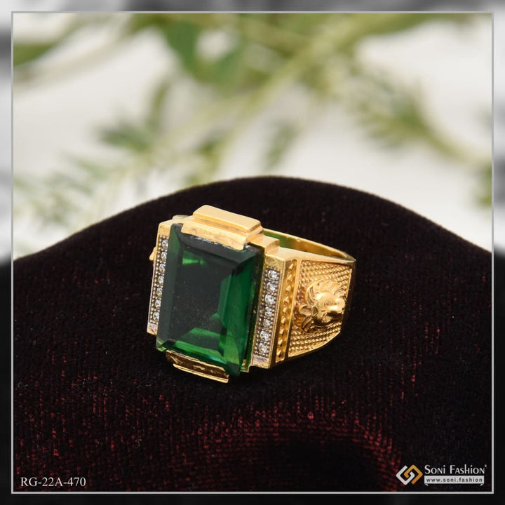 1 Gram Gold Forming Green Stone With Diamond Sophisticated