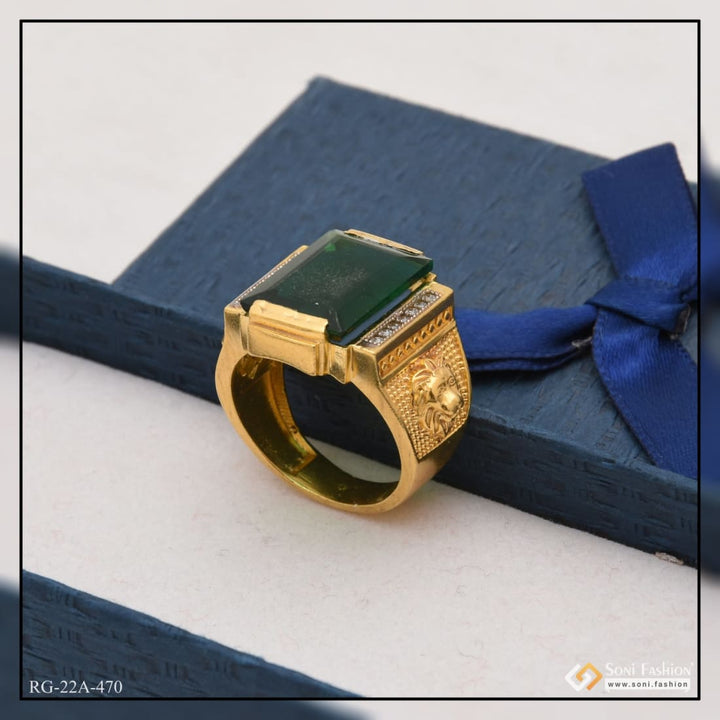 1 Gram Gold Forming Green Stone With Diamond Sophisticated