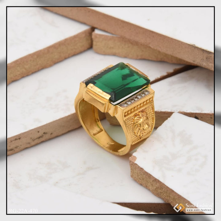 1 Gram Gold Forming Green Stone With Diamond Sophisticated