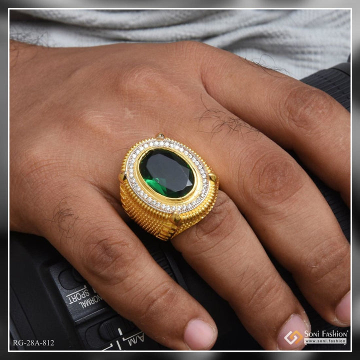 1 gram gold forming green stone with diamond sophisticated