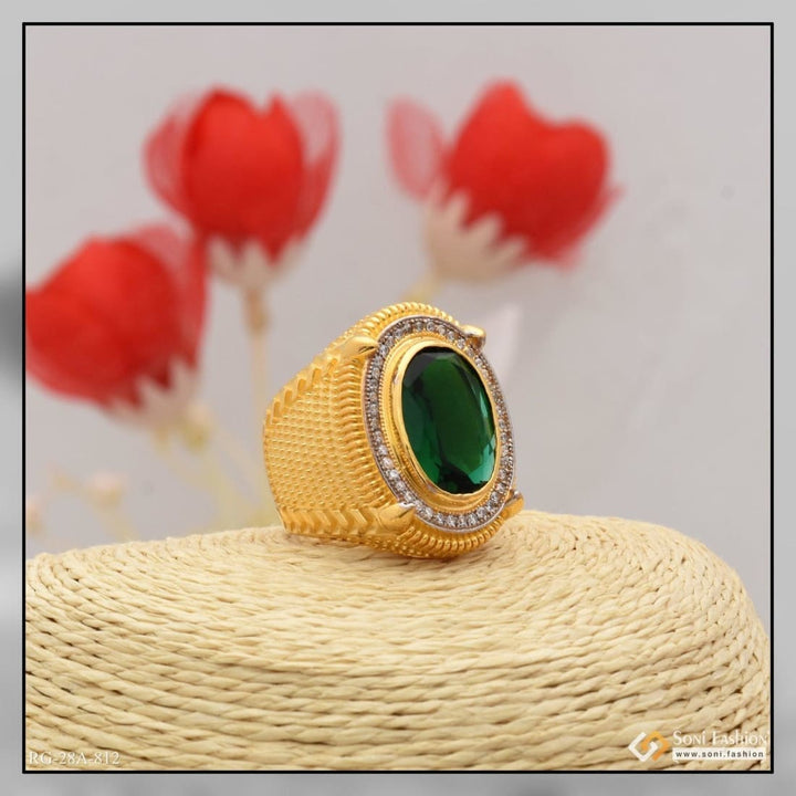 1 gram gold forming green stone with diamond sophisticated