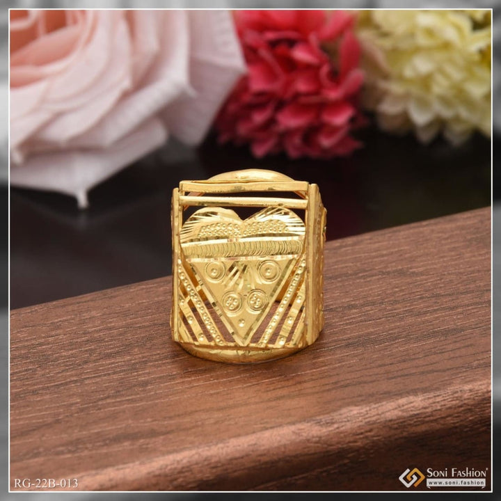 1 gram gold forming heart ring for men - Style B013