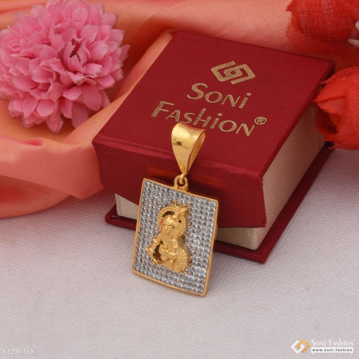 1 Gram Gold Forming Krishna With Diamond Best Quality