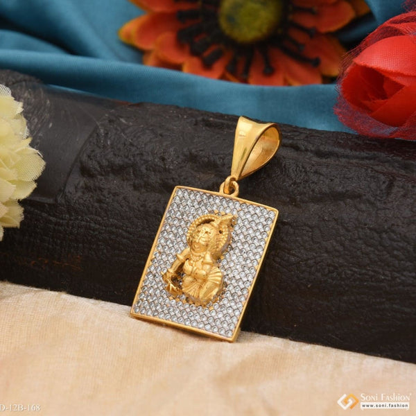 1 Gram Gold Forming Krishna With Diamond Best Quality