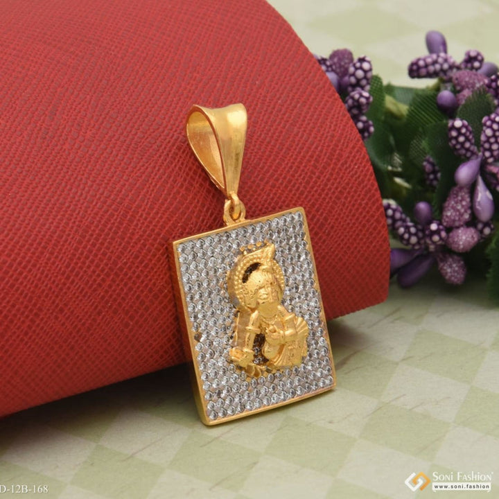 1 Gram Gold Forming Krishna With Diamond Best Quality