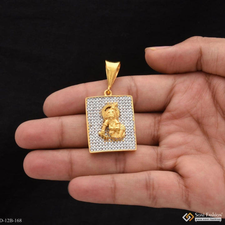 1 Gram Gold Forming Krishna With Diamond Best Quality