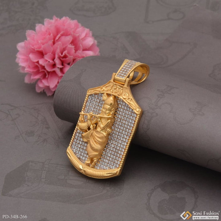 1 Gram Gold Forming Krishna With Diamond Best Quality