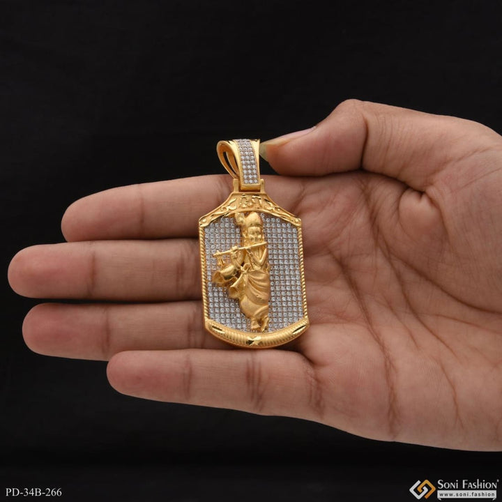 1 Gram Gold Forming Krishna With Diamond Best Quality