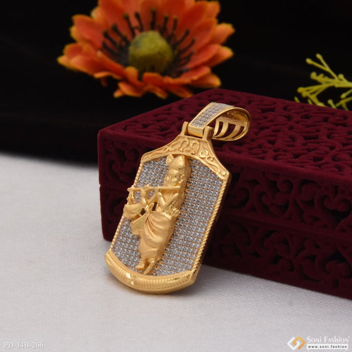 1 Gram Gold Forming Krishna With Diamond Best Quality