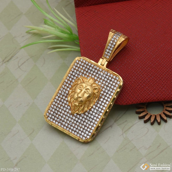 1 Gram Gold Forming Lion With Diamond Glamorous Design