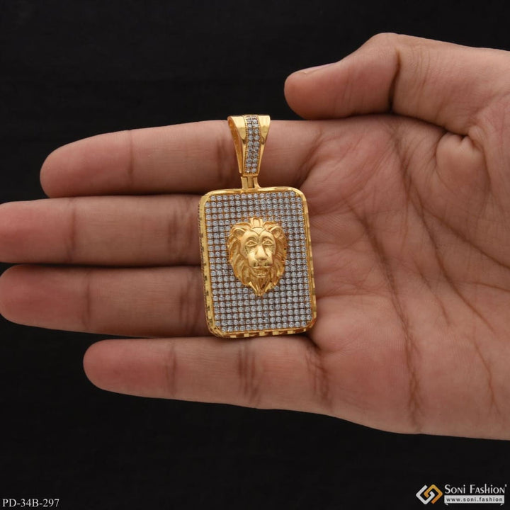 1 Gram Gold Forming Lion With Diamond Glamorous Design