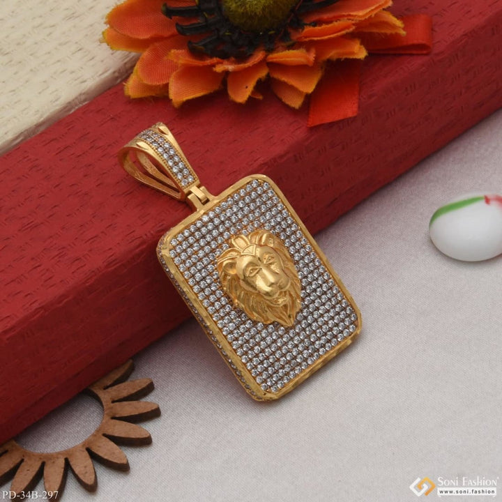 1 Gram Gold Forming Lion With Diamond Glamorous Design