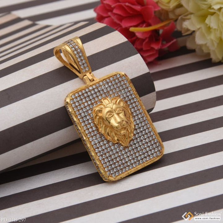 1 Gram Gold Forming Lion With Diamond Glamorous Design