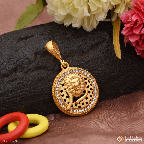 1 gram gold forming lion with diamond glamorous design