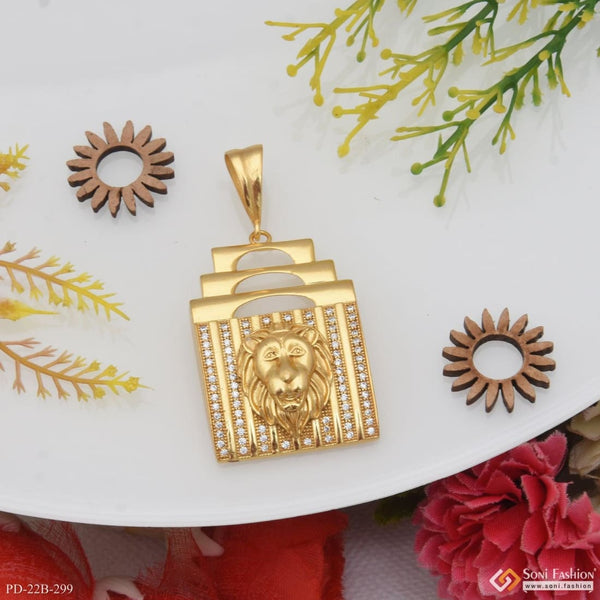 1 Gram Gold Forming Lion With Diamond Glamorous Design