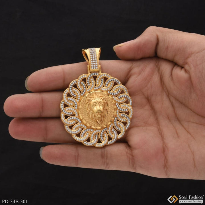 1 gram gold forming lion with diamond gorgeous design