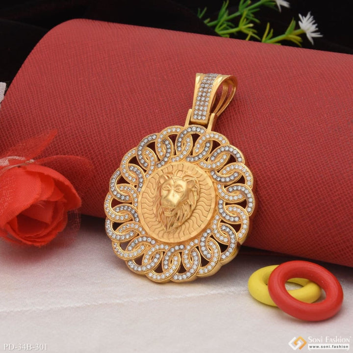 1 gram gold forming lion with diamond gorgeous design