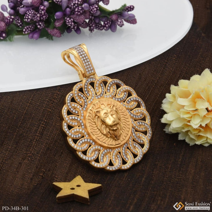 1 gram gold forming lion with diamond gorgeous design