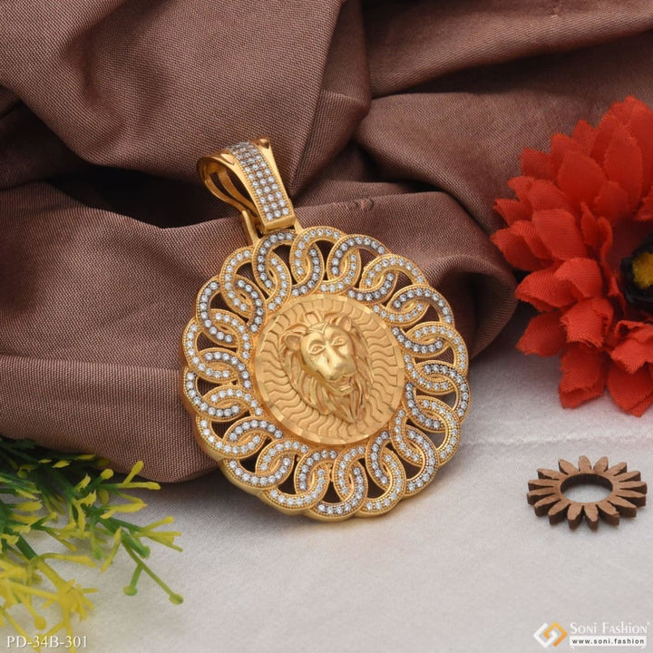 1 gram gold forming lion with diamond gorgeous design