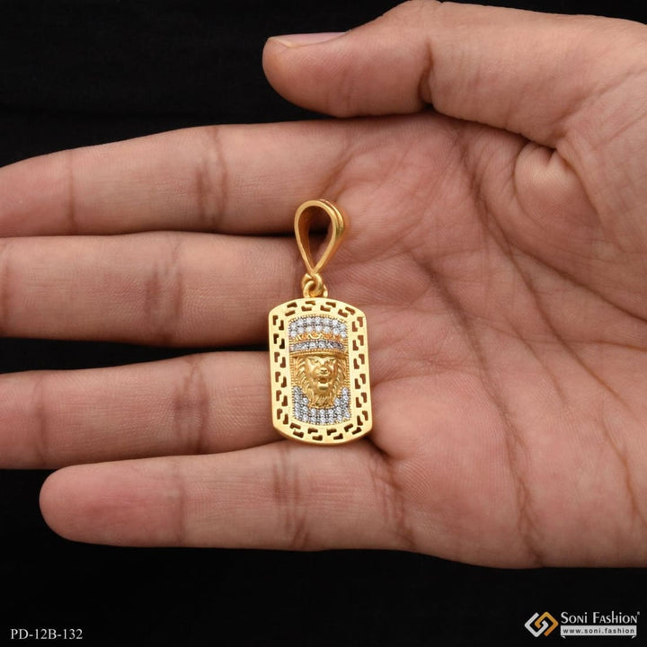 1 gram gold forming lion with diamond lovely design