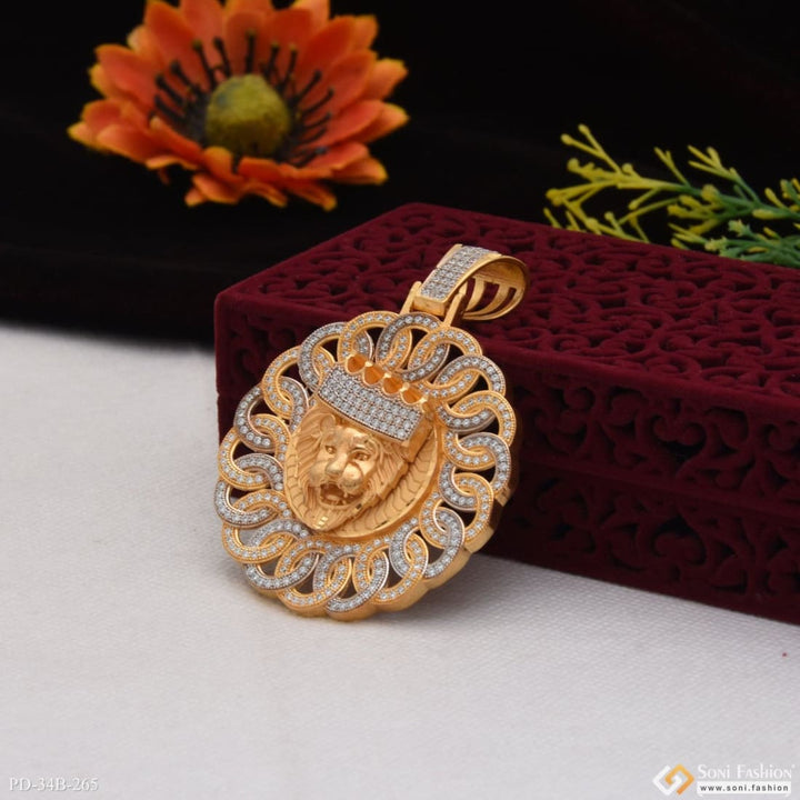 1 Gram Gold Forming Lion Face With Diamond Best Quality