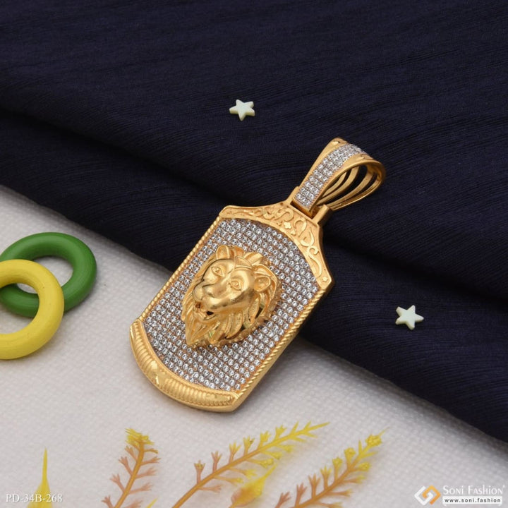 1 Gram Gold Forming Lion Face With Diamond Gorgeous Design