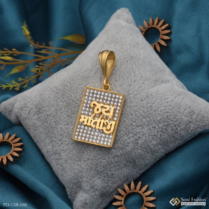 1 gram gold forming jay mataji with diamond artisanal design