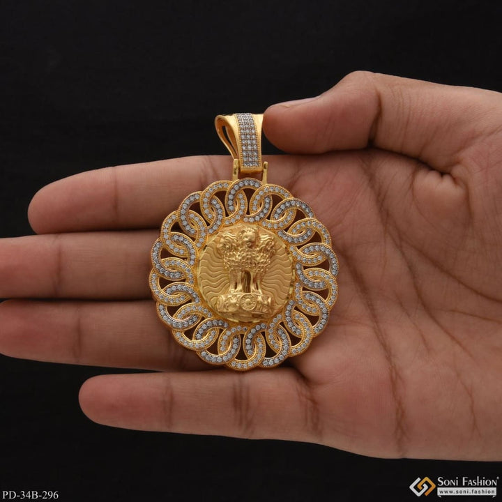 1 Gram Gold Forming Mudra With Diamond Fashionable Design