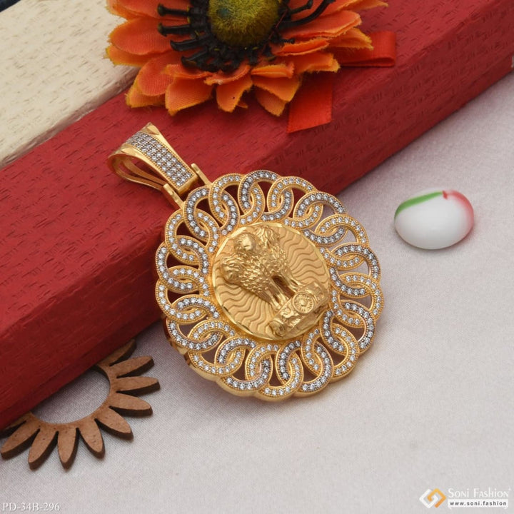 1 Gram Gold Forming Mudra With Diamond Fashionable Design