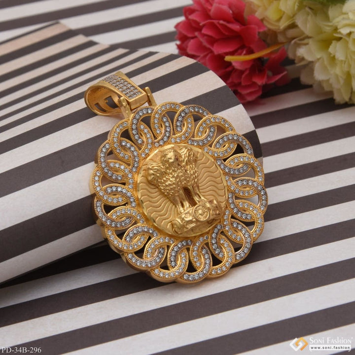 1 Gram Gold Forming Mudra With Diamond Fashionable Design