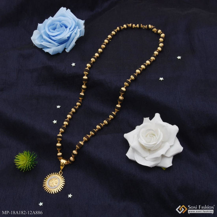 1 gram gold forming - sun plated rudraksha mala with pendant