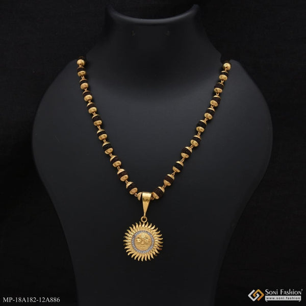 1 gram gold forming - sun plated rudraksha mala with pendant