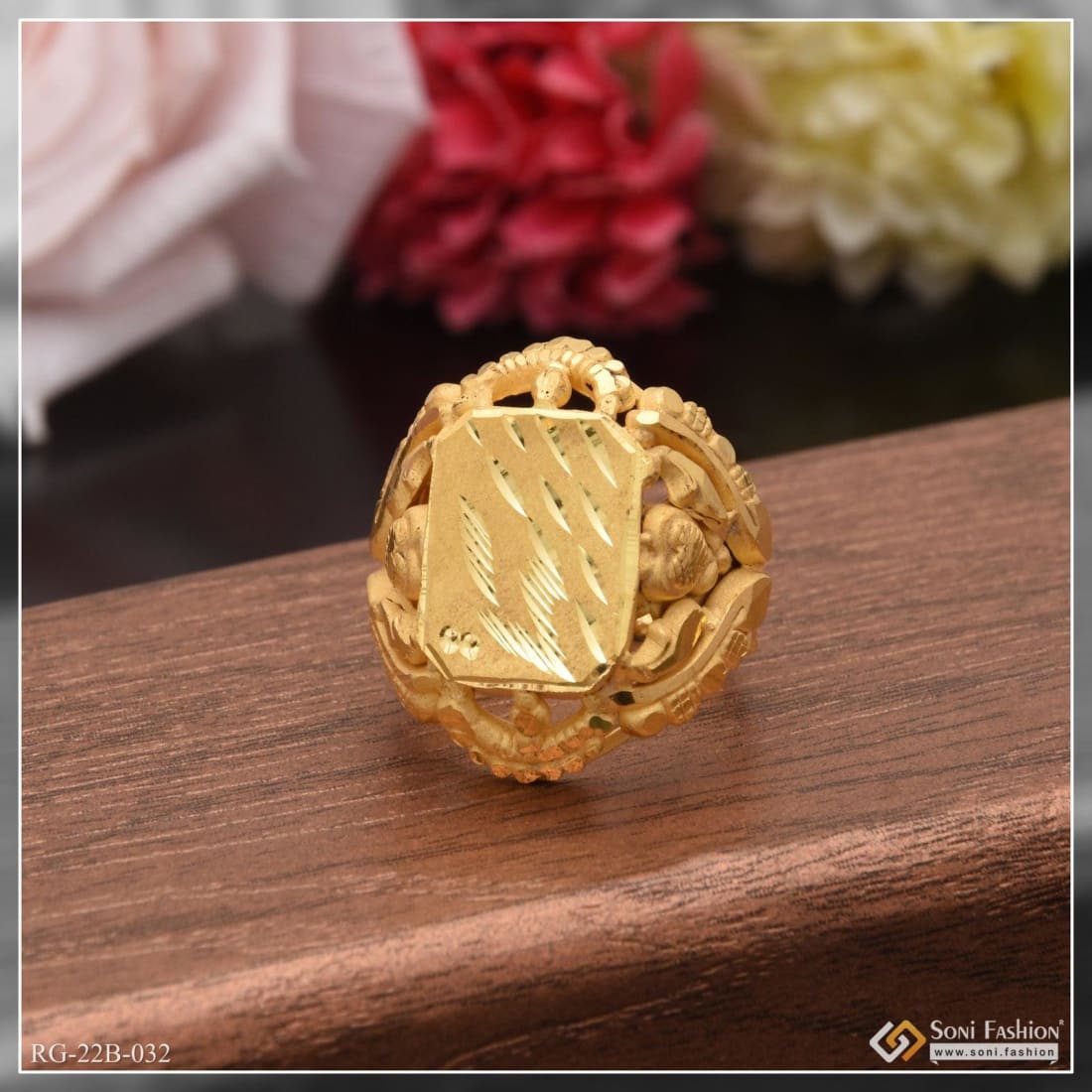 22K Gold 'N - Initial' Ring For Men - 235-GR7332 in 4.500 Grams