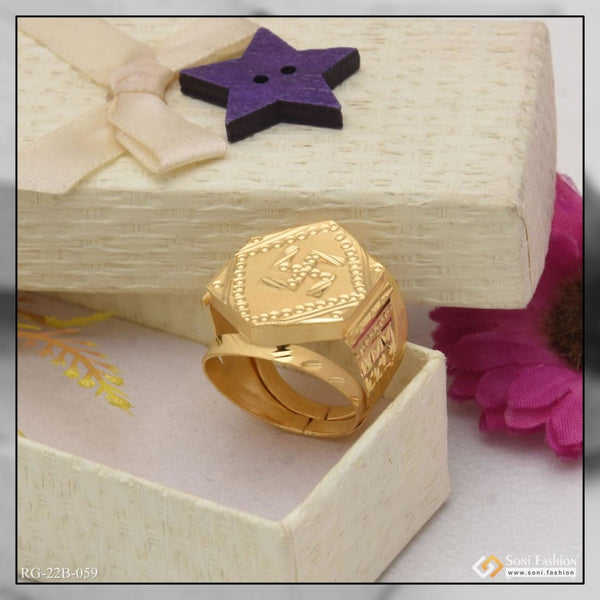 1 gram gold forming swastik etched design high-quality ring