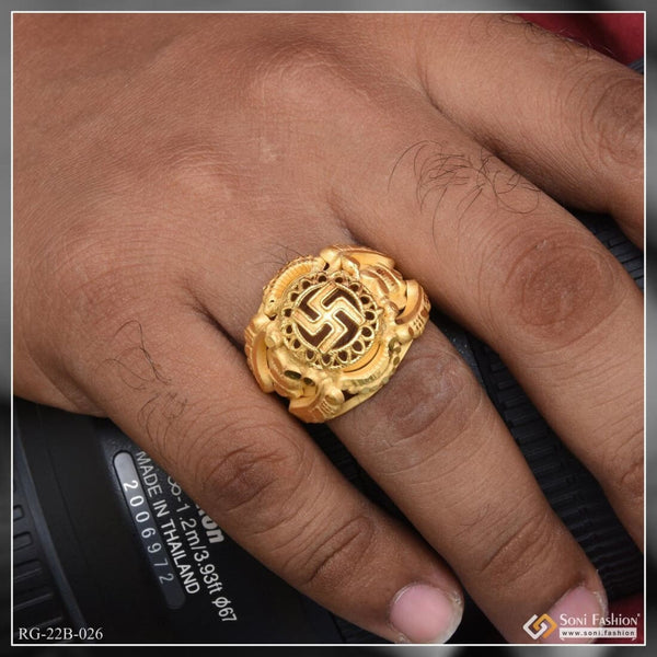 1 Gram Gold Forming Swastik Fancy Design High-quality Ring