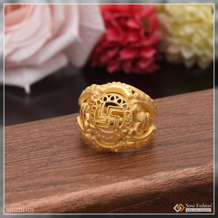 1 Gram Gold Forming Swastik Fancy Design High-quality Ring