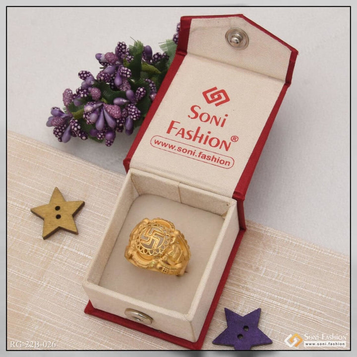 1 Gram Gold Forming Swastik Fancy Design High-quality Ring