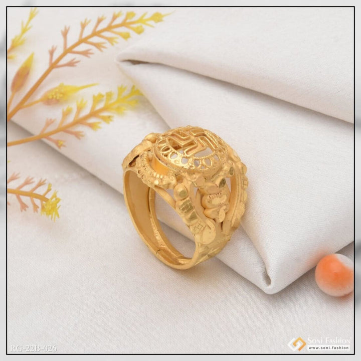 1 Gram Gold Forming Swastik Fancy Design High-quality Ring