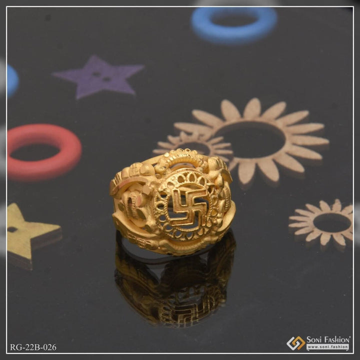 1 Gram Gold Forming Swastik Fancy Design High-quality Ring