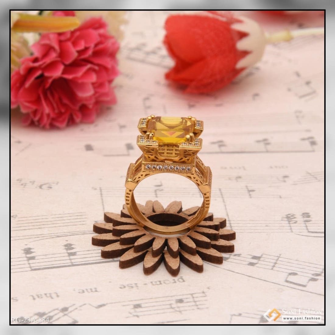 Plain Floral Design Gold Ring 02-01 - SPE Gold,Chennai