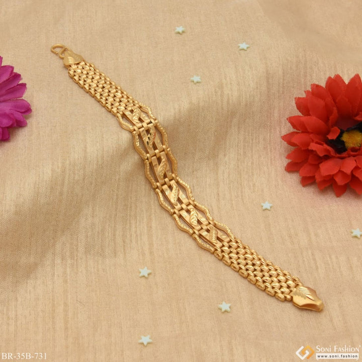 Gold plated bracelet with flowers and detailed design - 1 gram gold leaf style B731