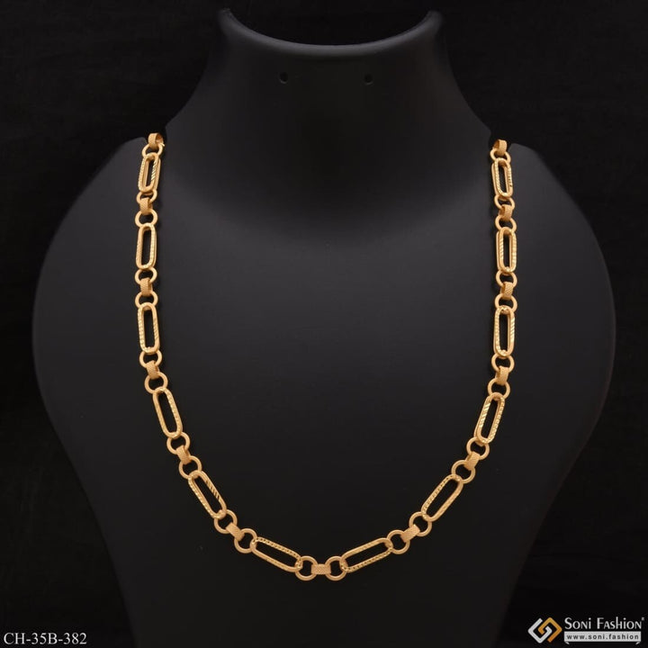 1 Gram Gold - Owel Shape Artisanal Design Plated Chain For