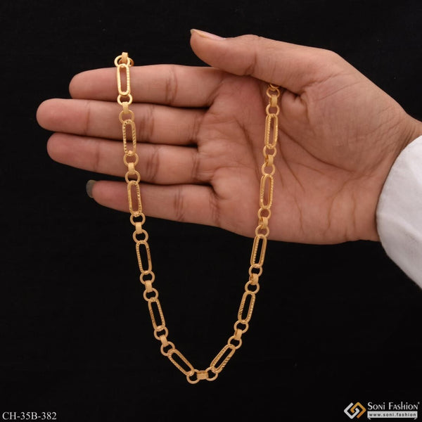 1 Gram Gold - Owel Shape Artisanal Design Plated Chain For