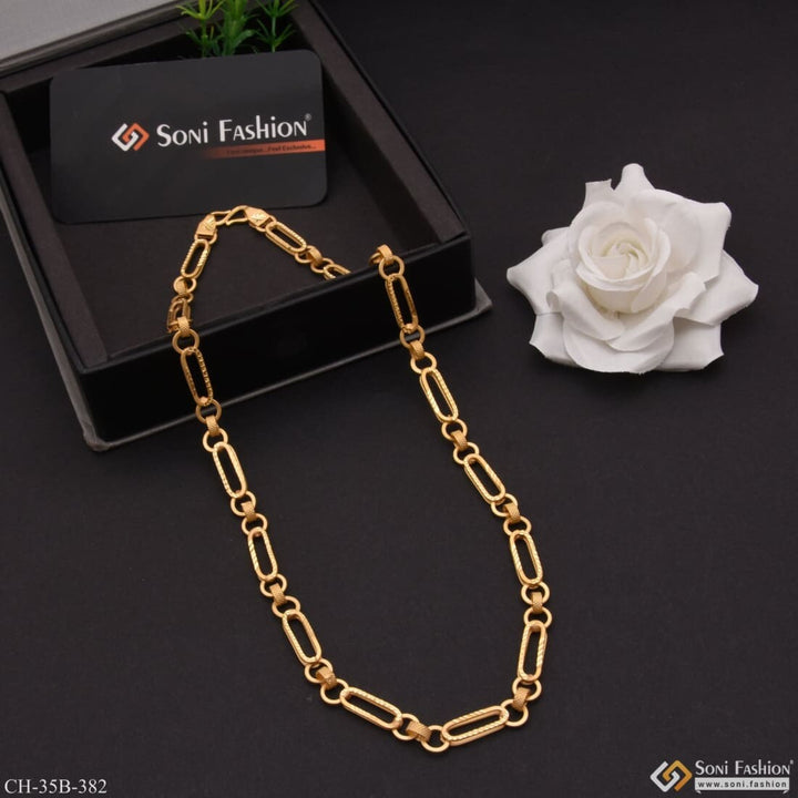 1 Gram Gold - Owel Shape Artisanal Design Plated Chain For