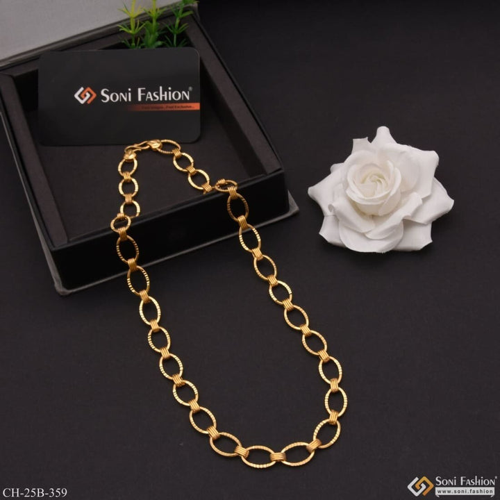 Gold plated chain necklace for men - 1 Gram Gold Owel Shape Linked Best Quality - Style B359