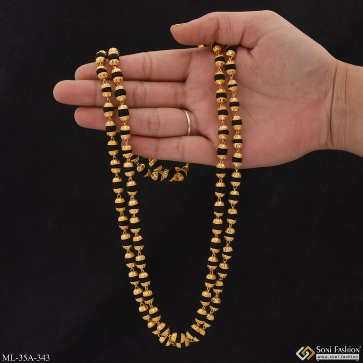 1 gram gold plated 2 line glittering design rudraksha mala