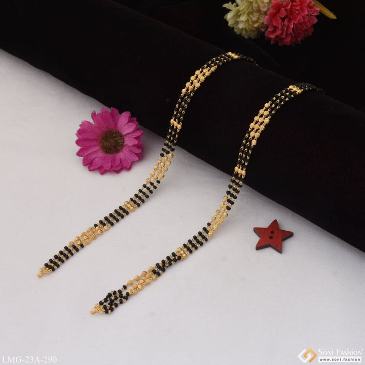 1 Gram Gold Plated 3 Line Sparkling Design Mangalsutra Dori